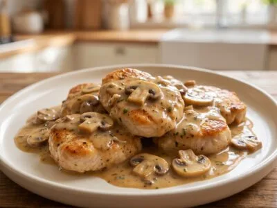Medallones de pollo en salsa de champiñones