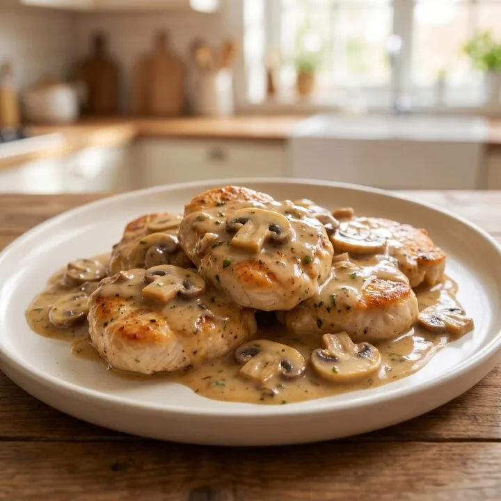Medallones de pollo en salsa de champiñones