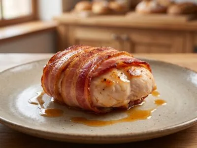Pollo envuelto en tocineta