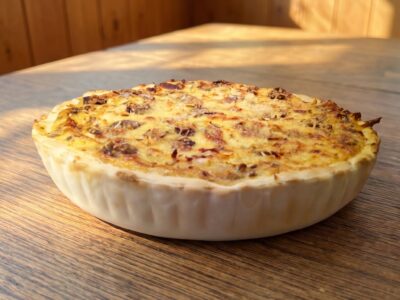 Quiche de pollo y champiñones