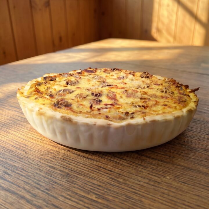 Quiche de pollo y champiñones